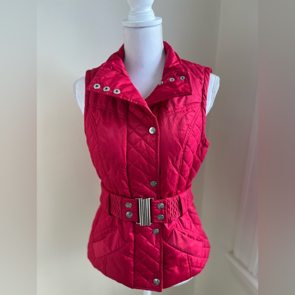 Guess Quilted Red Vest with Belt